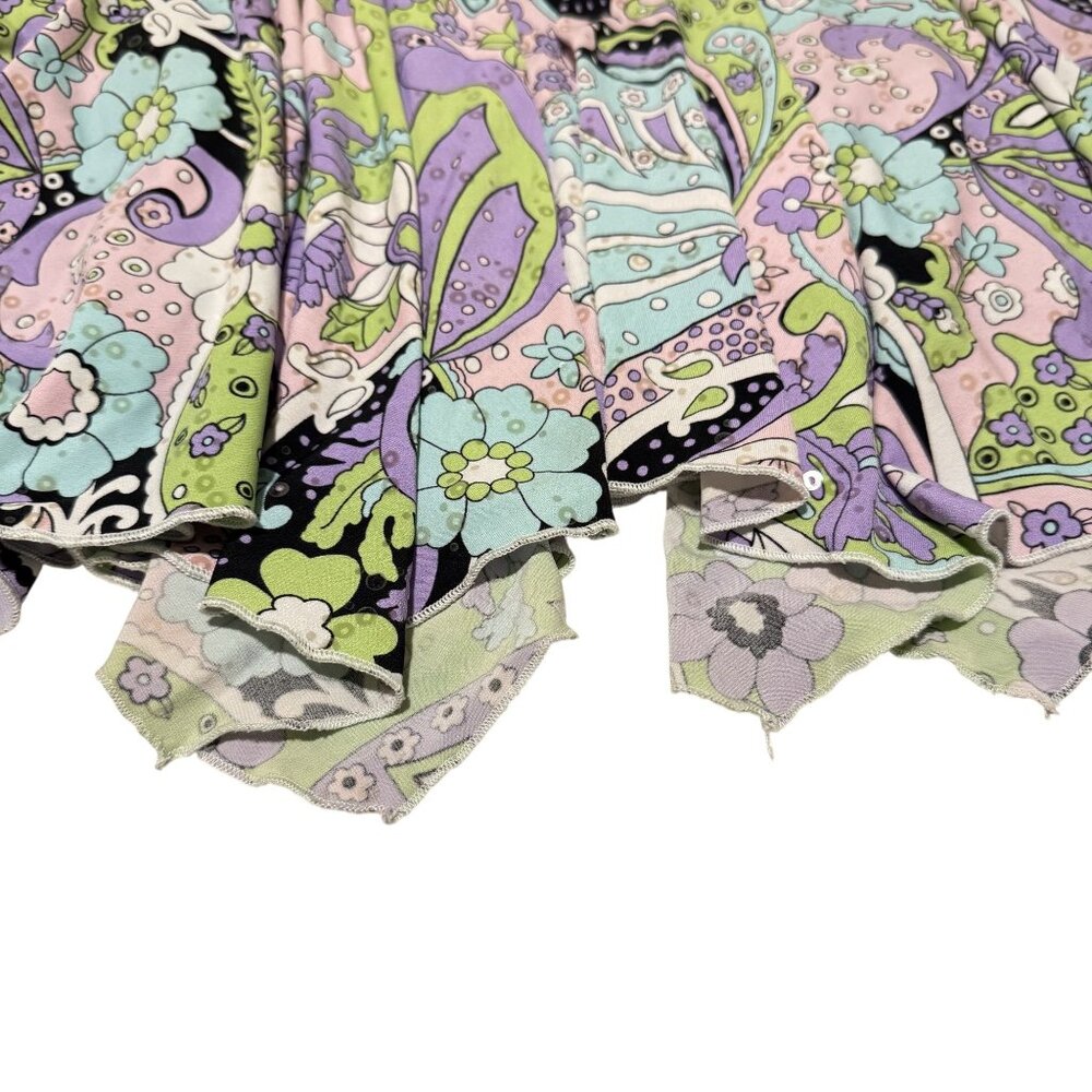 Vintage Plum Skirt Womens Multicolor Paisley Floral Flare Sequins Mini Size 12 S - Picture 3 of 6